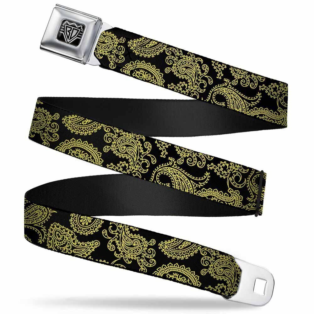 5035 Seatbelt Belt - Paisley Black/Neon Yellow - 1.0" Wide - 20-36 Inches